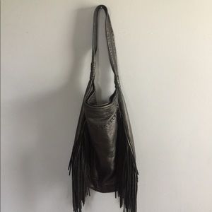 Margot leather bohemian fringe hobo